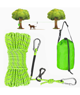 Xiaz Dog Tie Out Cable For Camping, 50Ft Portable Overhead Trolley System For Dogs Up To 300Lbsog Lead For Yard, Camping, Parks, Outdoor Events,5 Min Set-Up, Green