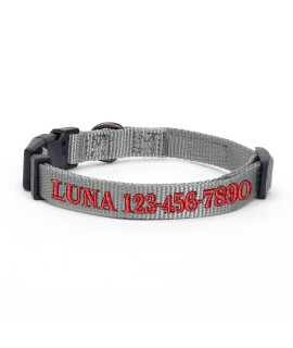 Pawtitas Personalized Customizable Dog Collar Puppy Collar Embroidered Customize W Pet Name Phone Number Collars Xs Size Extra-Small Grey Custom Engraved Names