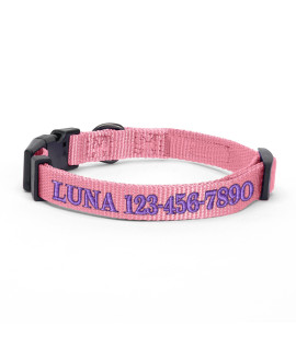 Pawtitas Personalized Customizable Dog Collar Puppy Collar Embroidered Customize W Pet Name Phone Number Collars L Size Large Millennial Pink Custom Engraved Names