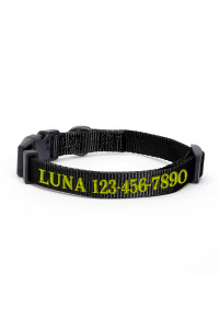 Pawtitas Personalized Customizable Dog Collar Puppy Collar Embroidered Customize W Pet Name Phone Number Collars L Size Large Black Custom Engraved Names