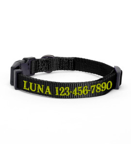 Pawtitas Personalized Customizable Dog Collar Puppy Collar Embroidered Customize W Pet Name Phone Number Collars L Size Large Black Custom Engraved Names