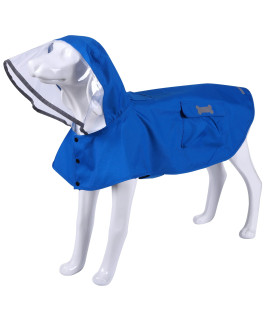 Waterproof Dog Raincoat, Adjustable Reflective Lightweight Pet Rain Clothes With Poncho Hood (Medium, Blue)