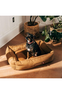 Lucky Dog Drift Series Nesting Bolster Dog Bed | Pillow Insert | Machine Washable | 30" | Cognac