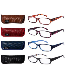 Eyeguard Readers 4 Pack Of Thin And Elegant Womens Reading Glasses With Beautiful Patterns For Ladies 125