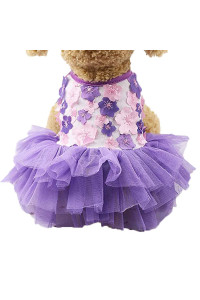 Small Dog Dress Female Tiny Puppy Clothes Girl Tutu For Dogs Dresses Harness Birthday Apparel Purple Xs