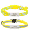 Personalized 2 Pack Reflective Cat Collar,Custom Breakaway Cat Collars With Name Tag And Bell,Anti-Lost Nameplate Cat Collar For Girls Boys (Yellow,Fit 8-110)