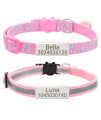 Personalized 2 Pack Reflective Cat Collar,Custom Breakaway Cat Collars With Name Tag And Bell,Anti-Lost Nameplate Cat Collar For Girls Boys (Pink,Fit 8-110)