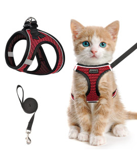 Cat Harness And Leash For Walking Escape Proof, Adjustable Kitten Vest Harness Reflective Soft Mesh Puppy Harness For Outdoor, Comfort Fit, Easy To Control