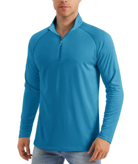 Magcomsen Long Sleeve Quarter Zip Shirts Men Uv Protection Shirt Men Rash Guard Shirt Long Sleeve Running Shirts For Men Outdoor Shirts Upf 50 Shirts Blue Green