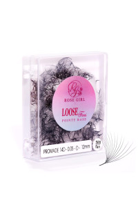 Rose Girl Loose Promade Fans - Natural Look Handmade Volume Eyelashes From 3D To 16D - C Cc D Dd Curl - False Lashes Extensions - Thickness 00301 Mm - 820 Mm Length (14D-003-D (9Mm))