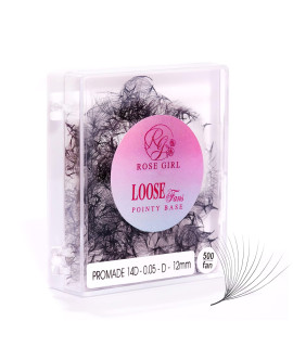 Rose Girl Loose Promade Fans - Natural Look Handmade Volume Eyelashes From 3D To 16D - C Cc D Dd Curl - False Lashes Extensions - Thickness 00301 Mm - 820 Mm Length (14D-003-D (9Mm))
