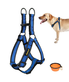 Xipebros Dog Harness, No Pull Dog Harness With Reflective Adjustable,Stops Pets From Pulling And Choking On Walks,Dog Harness For Medium (Blue, L)