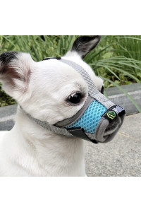 Moiilavin Extra Small Dog Muzzle Xs For Grooming Barking Chewing, Barkless Soft Mesh Muzzles To Prevent Eating Poop Things,Best For Aggressive Dogs (Grey-Blue)