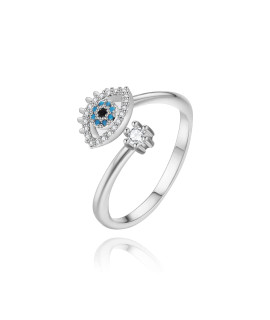 Vermeyen Evil Eye Ring For Women 14K Goldaplated Silver Adjustable Rings Dainty Cubicazirconia Open Ring Forateenagirls