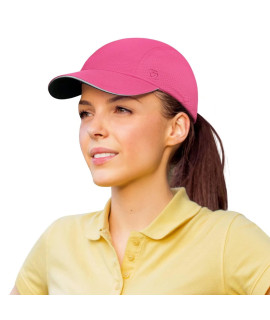 Gadiemkensd Womens Race Day Running Hat Performance Mesh Baseball Cap - Excellent Ventilation, Lightweight, Reflective Safety Ponytail Hats For Exercise Golf Hiking Beach Workout Gym Bright Pink
