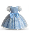 Nnjxd Baby Girl Dress Flower Princesstutu Dresseslittle Stars Printed Pageant Party Gown 2003 Blue 12-18 Months