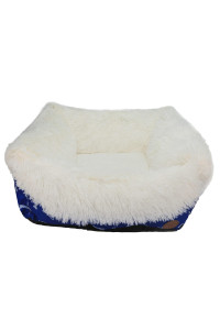 long rich Rectangle Dog Cat Bed, Super Soft Pet Bed for Small/Medium Dog Cats, Fluffy Plush Dog Bed, Anti-Slip Bottom,Machine Washable (Printed Oxford Blue, 21.7" x 17.7" x 8.7")