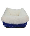 long rich Rectangle Dog Cat Bed, Super Soft Pet Bed for Small/Medium Dog Cats, Fluffy Plush Dog Bed, Anti-Slip Bottom,Machine Washable (Printed Oxford Blue, 21.7" x 17.7" x 8.7")