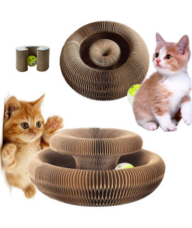 Magic Organ Cat Scratching Board, Cat Accordion, Cat Cordion, Cardboard Cat Scratcher Cat Bed Interactive Scratcher Cat Toy, Foldable Convenient Cat Scratcher Durable Recyclable Comes With Ball