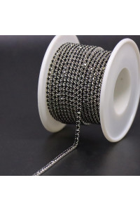 Jerler 10 Yards Crystal Rhinestone Trim Ss6520Mm, Black Close Chain For Sewing Crafts Ideal Wedding Party Christmas Diy Decoration