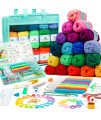Inscraft Crochet Yarn Kit For Beginners Adults And Kids, Includes 1650 Yards 30 Colors Acrylic Skeins, User Manual, Hooks, Teal Bag Etc, Make Amigurumi Projects, Starter Set Professionals