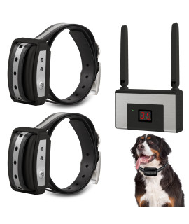 FOCUSER Electric Wireless Dog Fence System, Pet Containment System for 2 Dogs and Pets with Waterproof and Rechargeable Collar Receiver for 2 Dog Container Boundary System (Black)