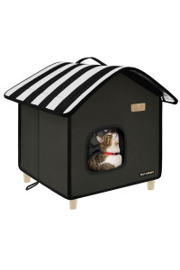 Rest-Eazzzy Cat House, Outdoor Cat Bed, Weatherproof Cat Shelter For Outdoor Cats Dogs And Small Animals (Black M)