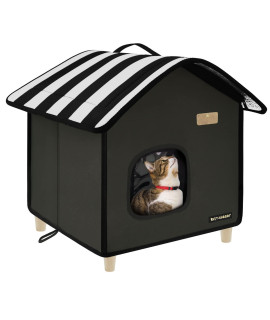 Rest-Eazzzy Cat House, Outdoor Cat Bed, Weatherproof Cat Shelter For Outdoor Cats Dogs And Small Animals (Black M)