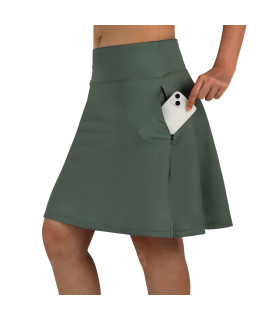 Anivivo Womens Skorts Skirts 20 Knee Length,Long Tennis Golf Sports Casual Skirts With High Waisted Zipper Pockets(Army Green,2Xl)