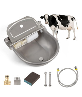 Cprosp Automatic Waterer Update With Drain Hole, Cow Drinking Water Bowl With Pipe Hose Stainless Steel Pet Supplies, Whole Set, Npt 12
