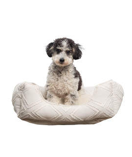 Modern Threads - Luxury Dog Bed - Clipped Jacquard Cuddler for Small to Medium Dogs - Machine Washable - Pamper Your Pet with Cozy Beds - Beige