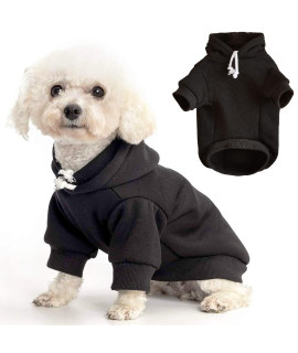 Cnarery Dog Hoodie Pet Clothes, Soft And Warm Dog Sweater With Leash Hole, Dog Winter Coat, Cold Weather Clothes For Small Medium Dogs (Medium(Chest 15 In), Black)