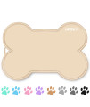 Upsky Dog Cat Food Mat Large 22 X 16 Non-Slip Pet Dog Feeding Mat Waterproof Silicone Dog Food Tray, Bone-Shaped Easy To Clean Dog Cat Placemat (Beige)