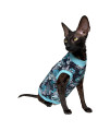 Kotomoda Hairless Cat's T-Shirt Turquoise sculls for Sphynx Cat (Medium)