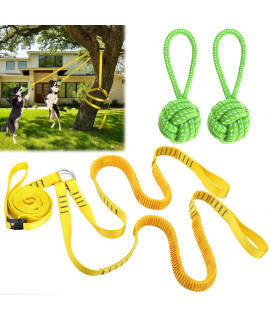 Dog Hanging Bungee Tug Toy For Two Dogs: Interactive Tether Tug-Of-War For Pitbull Small To Large Dogs To Exercise - Durable Retractable Tugger Dog Rope Toy With 2 Chew Rope Toys