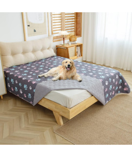 Boctopug Dog Bed Cover For Pets Blankets Rug Pads For Couch Protection Waterproof Bed Covers Dog Blanket Furniture Protector Reusable Changing Pad (Dark Greycolorful Paw, 82X82)