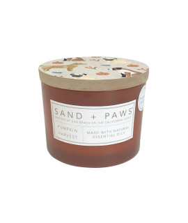 Sand + Paws Scented Candle - Pumpkin Harvest - Additional Scents And Sizes -Luxurious Air Freshening Jar Candles Neutralize Pet Odors And Enhance Home Dacor - 100% Cotton Lead-Free Wicks - 12 Oz