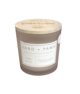 Sand + Paws Scented Candle - Crisp White - Additional Scents and Sizes -Luxurious Air Freshening Jar Candles Neutralize pet Odors and Enhance Home d