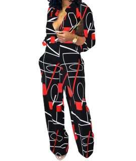 Senight Womens Jumpsuits Elegant Business V Neck Long Sleeve Sexy Black Floral Straight Long Pants Jumpsuits With Pockets