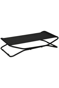 PawHut 44" Elevated Dog Bed with Breathable Fabric, Foldable Pet Cot for Slim Storage, Pet Cots for Small & Medium Dog, Indoor Outdoor Use, Black