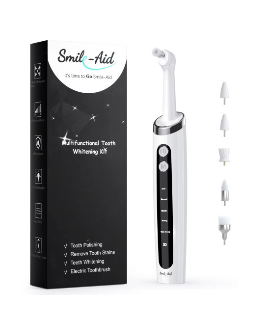 Smile-Aid Tooth Polisher, Multifunctional Replacement Head Teeth Cleaning Kit for Daily Cleaning and Care for Cats,Dogs and People, USB Charging, Waterproof