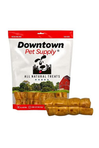 6-12 inch Big Thick Beef Cheek Roll Chew by Downtown Pet Supply - Naturally Flavored Large Rolls Treat - Healthy Bully Stick Alternative for Joint Support and Teething - Peanut Butter, 5 Pack