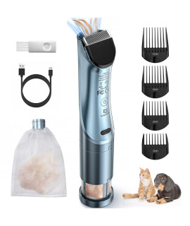 Gimars 2 In 1 Dog Clippers With Vacuum Suction 99 Pet Hair, Low Noise Cordless High Power Usb Electric Rechargeable Quiet Professional Pet Grooming Kit Dog Hair Trimmer Shaver For Dogs Cats Pet