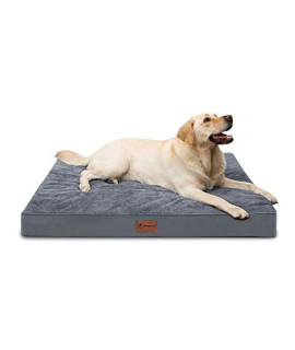 MIHIKK Orthopedic Dog Bed Waterproof Dog Beds with Removable Washable Cover Anti-Slip Egg Foam Pet Sleeping Mattress for Large, Jumbo, Medium Dogs, Dark Grey, 54 x 44 Inch