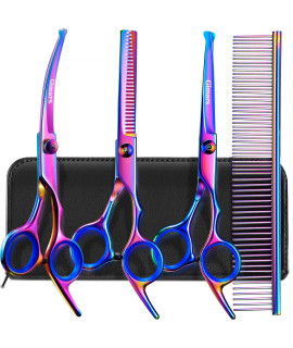 Gimars Dog Grooming Scissors Kit Professional 4Cr With Safety Round Tip