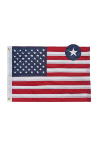 Bradford Small American Flag 20X30 - Made In Usa Patriotism Flags Nylon Embroidered - 2 Brass Grommets And 4 Stitching Rows Us Boat Cabin Flags