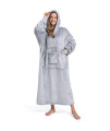 Fusseda Oversized Wearable Blanket Sweatshirt, Super Thick Warm Fleece Cozy Sherpa Hooded With Pockets And Sleeves Snuggie Gift For Women And Men