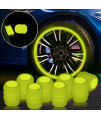 Universal Fluorescent Car Tire Valve Caps, 8Pcs Luminous Tire Air Valves Stem Caps, Glow In The Dark Tire Valves Caps, Suitable For Most Cars, Motorcycles, Suv, Trucks And Bicycles (Yellow)