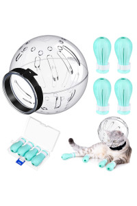 Cat Muzzle For Grooming Cat Adjustable Hood With Cat Paw Covers, Kitten Breathable Anti Bite Muzzles Anti Scratch Boots Silicone Cat Shoes Boots Cat Paw Protector For Cats Bathing Shaving (Medium)