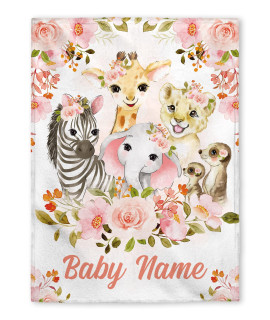 Flochil Personalized Baby Blankets, Custom Baby Blanket - Baby Blanket With Name For Girls, Best Gift For Baby, Newborn Woodland Plush Fleece (30X40)